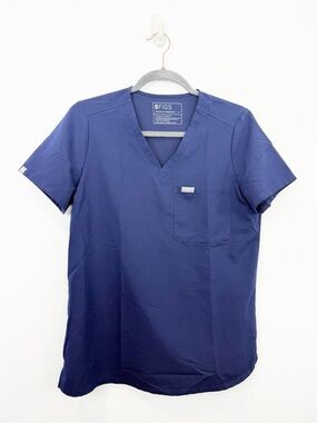 FIGS Catarina One Pocket Navy Blue Short Sleeve Scrub Top Size Small